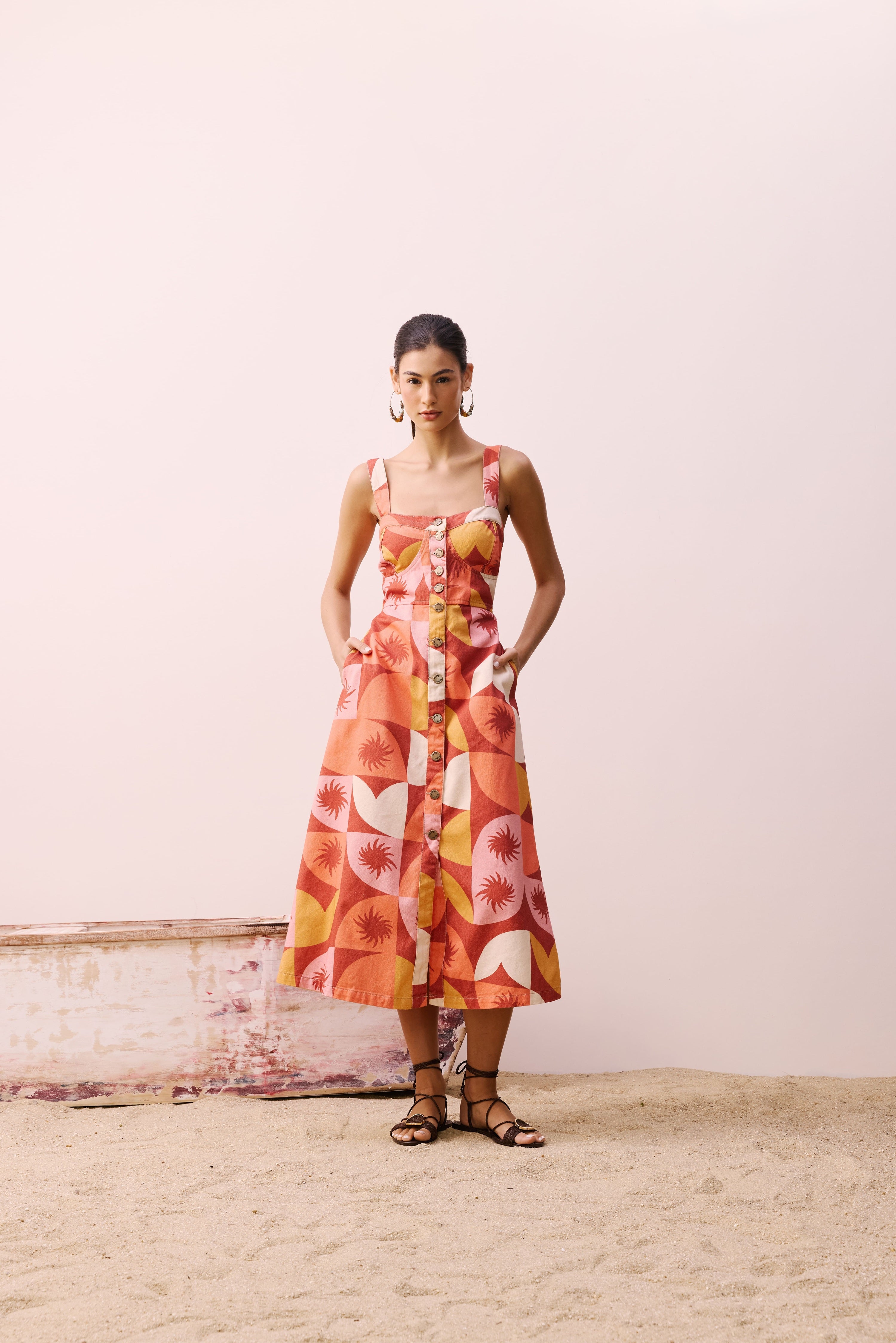 VESTIDO MIDI SARJA JACANA
