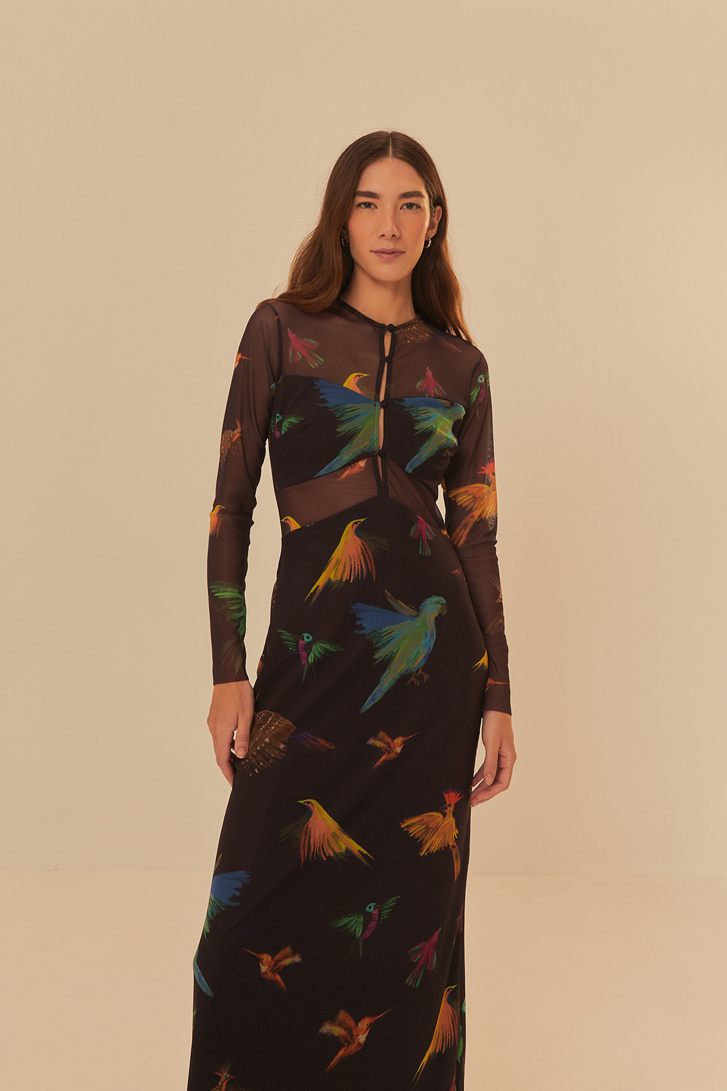 VESTIDO PASSAROS AMAZONIA