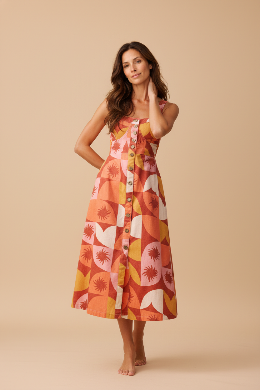 VESTIDO MIDI SARJA JACANA