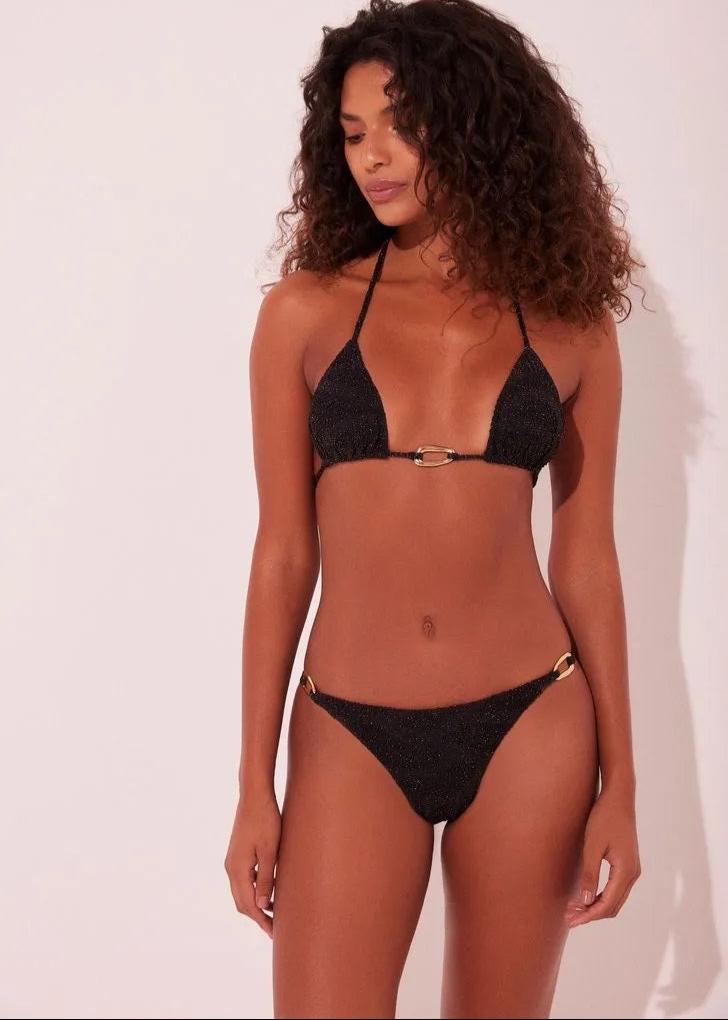 BIKINI LATERAL FINA TEXTURA PRETO