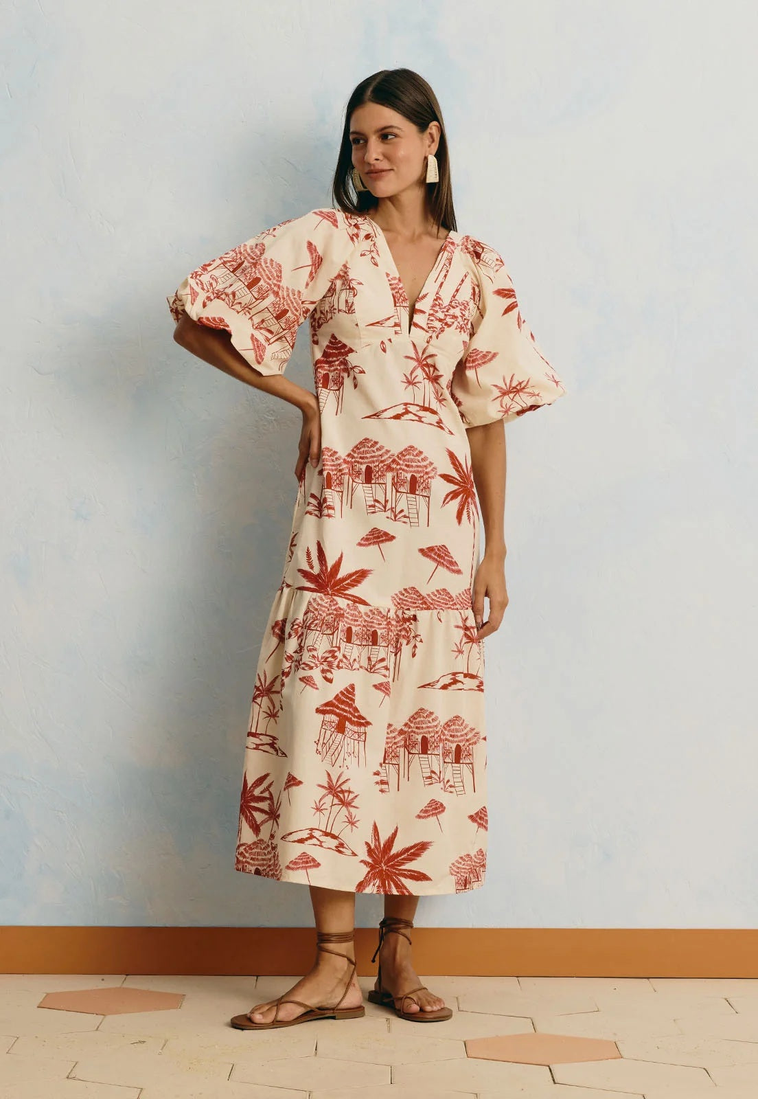 VESTIDO MIDI MANGA PLAYA BLANCA