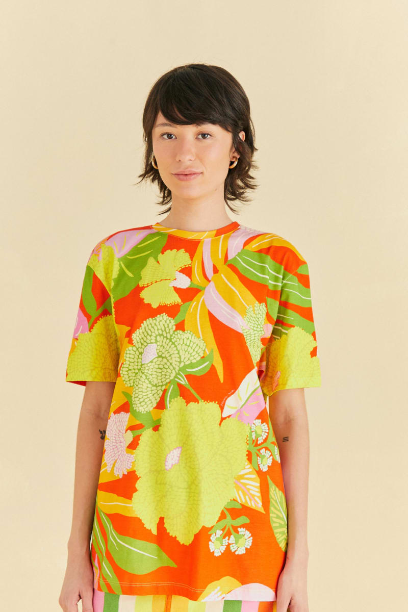 TSHIRT BASICA FLORAL NEON